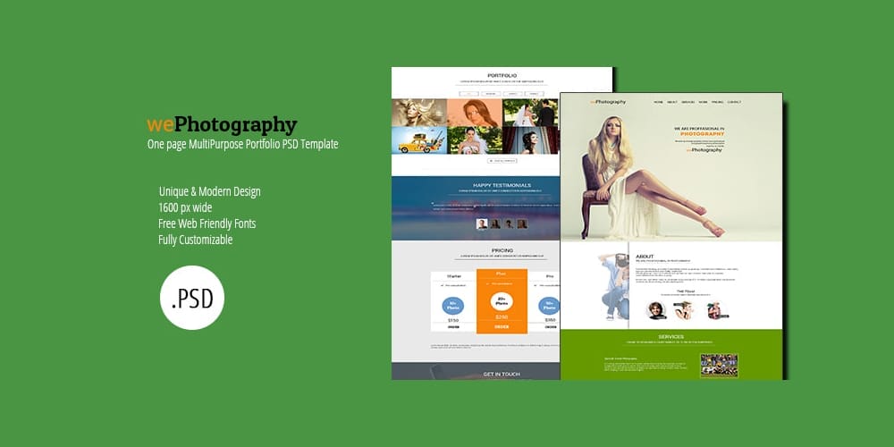 Free Portfolio Website Templates (PSD & HTML) 83 WePhotography