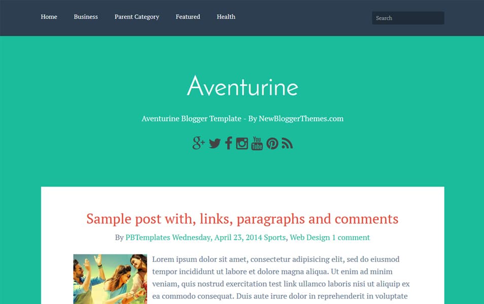 Aventurine Responsive Blogger Template