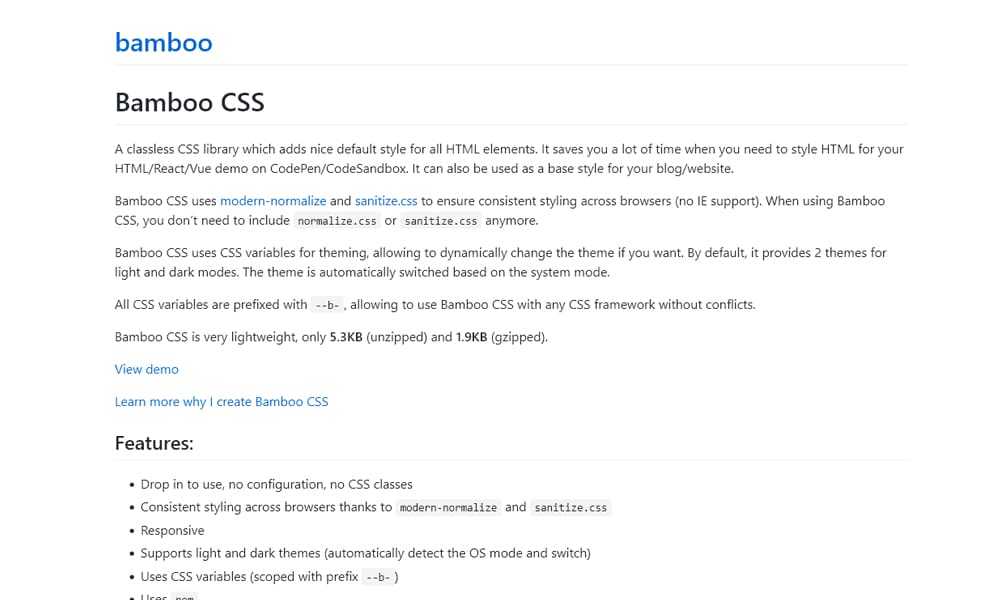 100+ Best CSS Frameworks for Responsive Design 113 Bamboo CSS