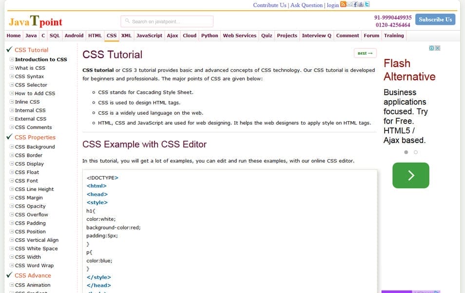25+ Best Collection of CSS Tutorial Websites 11 CSS Tutorial | javatpoint