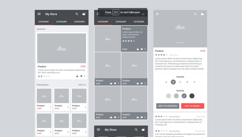 Wireframing Tools, Resources, Articles 49 Carbon - Free Material Wireframe Kit