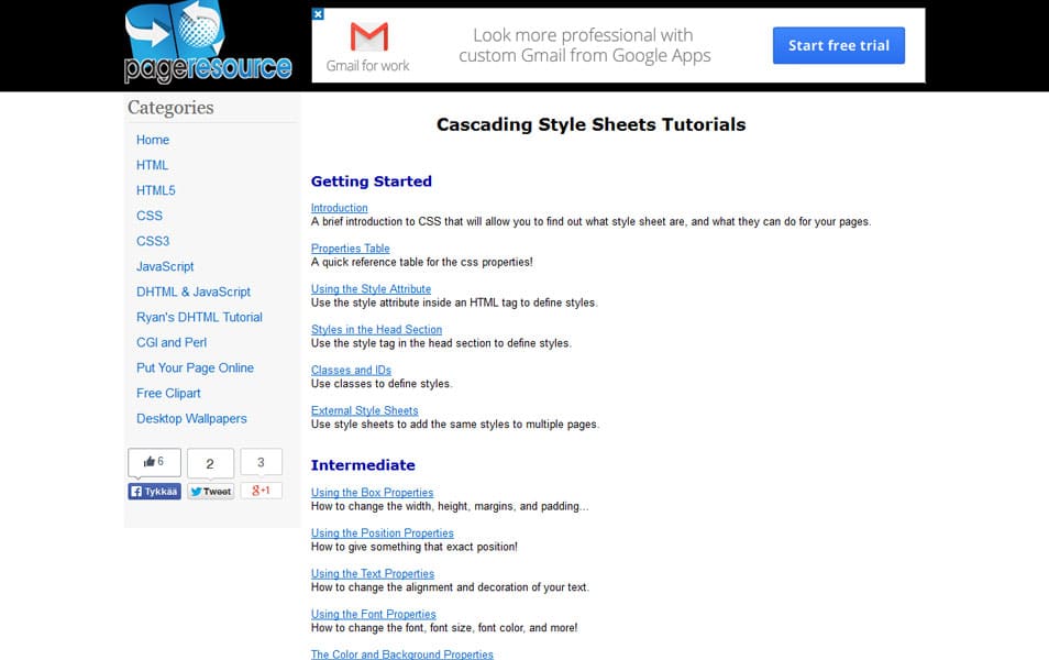 Cascading Style Sheets Tutorials