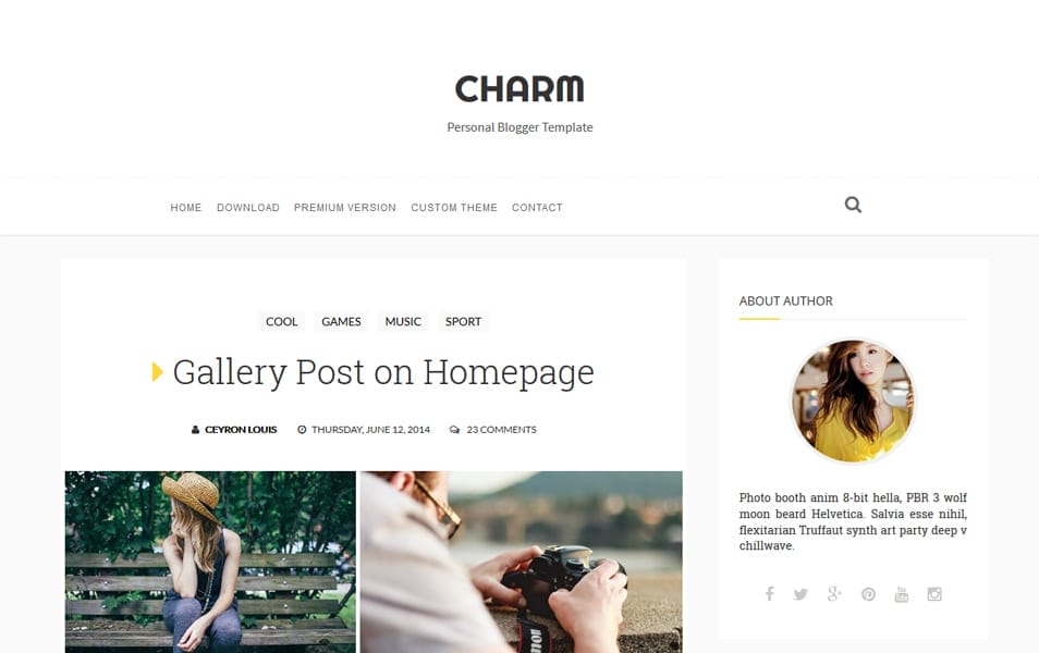 Charm Personal Blogger Template