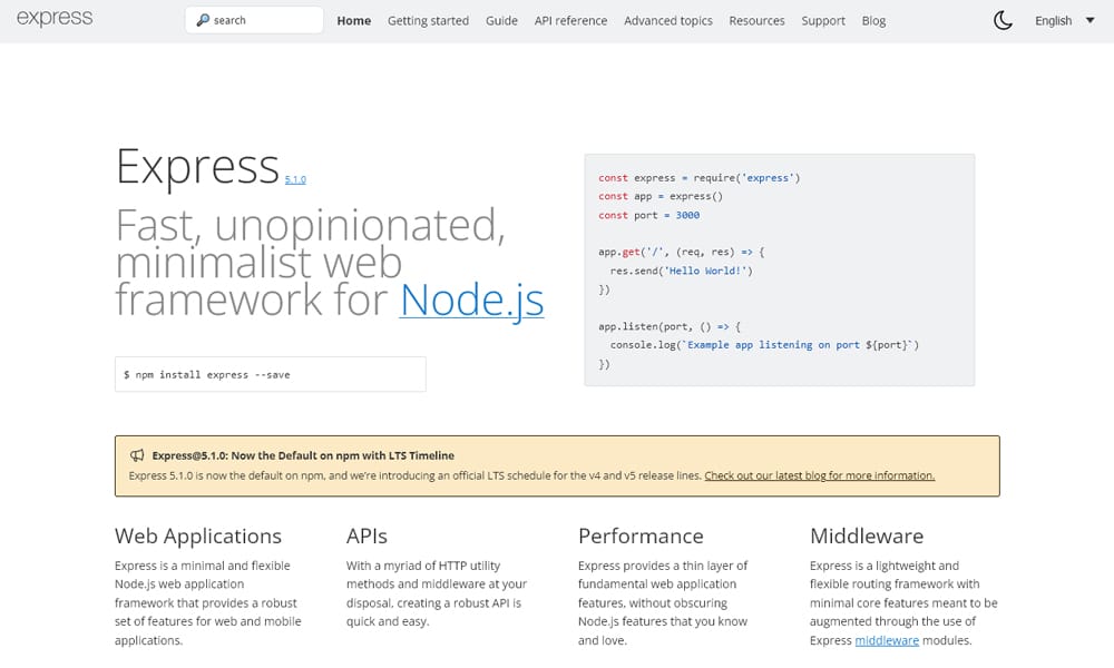 100+ JavaScript Frameworks for Web Developers 116 Express.js