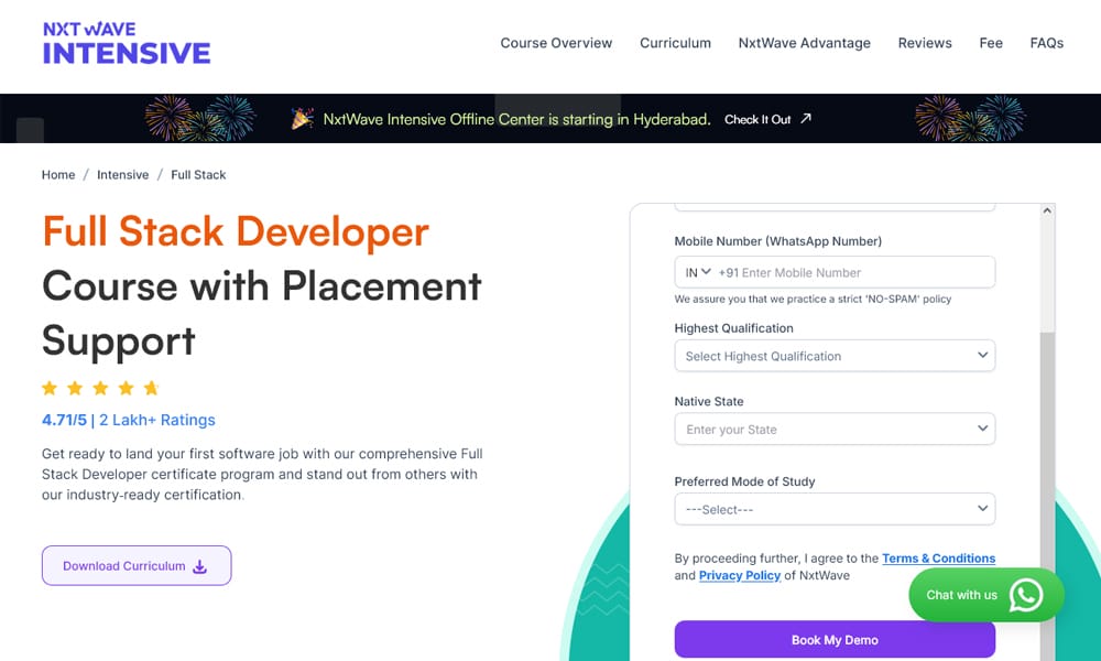 Best Places to Learn Web Development 3 Full Stack Developer Course by NxtWave