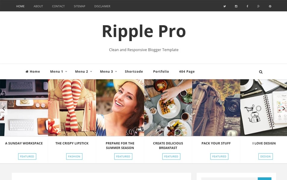 Ripple Pro Responsive Blogger Template