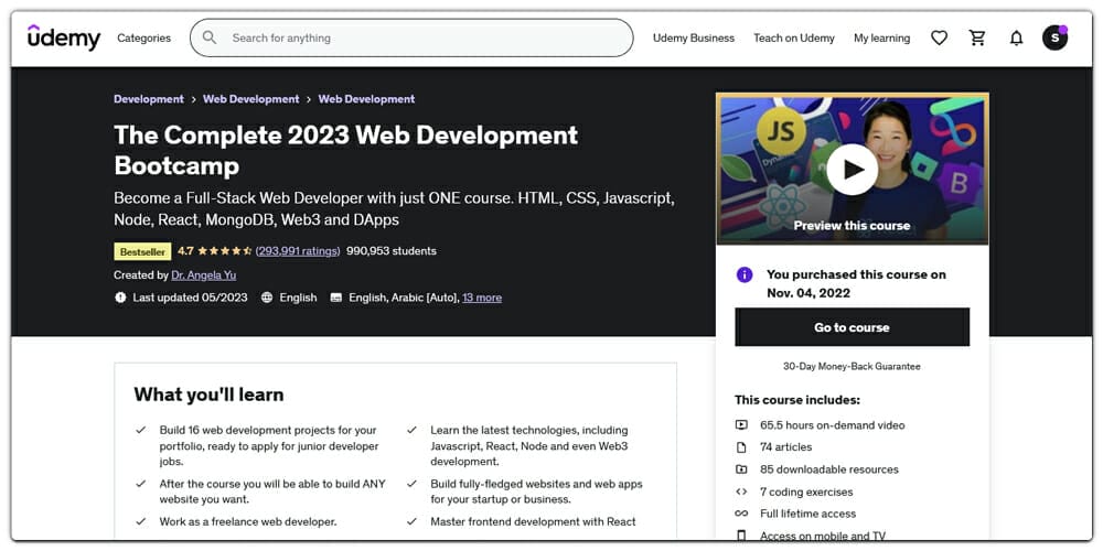 Best Places to Learn Web Development 156 The Web Development Bootcamp 2023