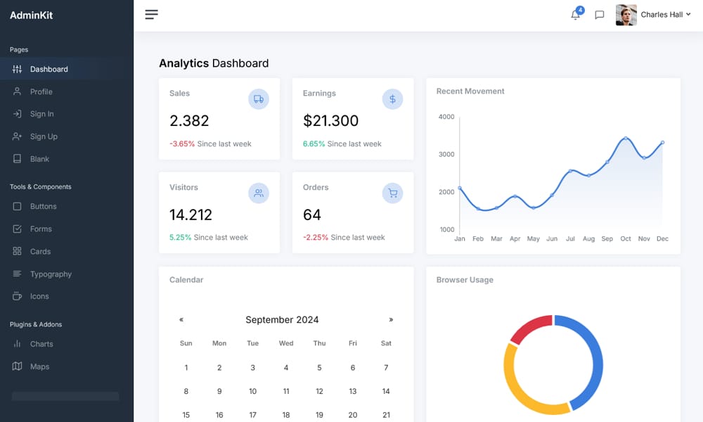 100+ Best Free Bootstrap Admin Templates 20 AdminKit Lite