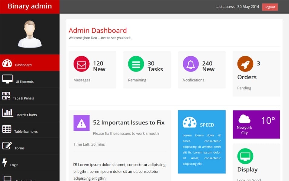 100+ Best Free Bootstrap Admin Templates 157 Binary Admin - Free Bootstrap Admin Template