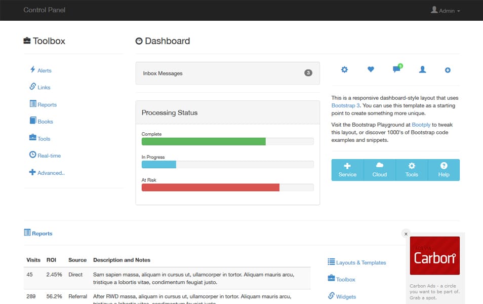 100+ Best Free Bootstrap Admin Templates 189 Bootply snippet - Bootstrap Bootstrap 3 Control Panel
