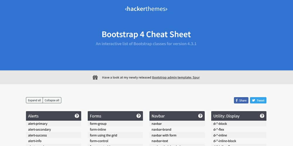 Bootstrap 4 Cheat Sheet