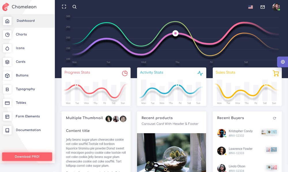 100+ Best Free Bootstrap Admin Templates 118 Chameleon Dashboard