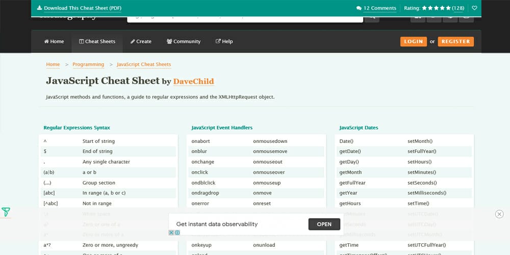 Cheatography JavaScript Cheat Sheet