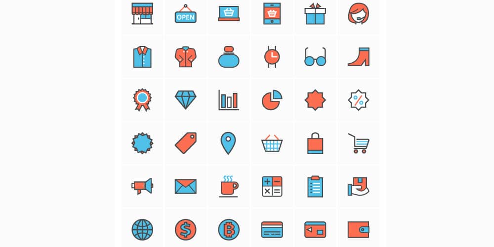 Flat Line Shopping Icons