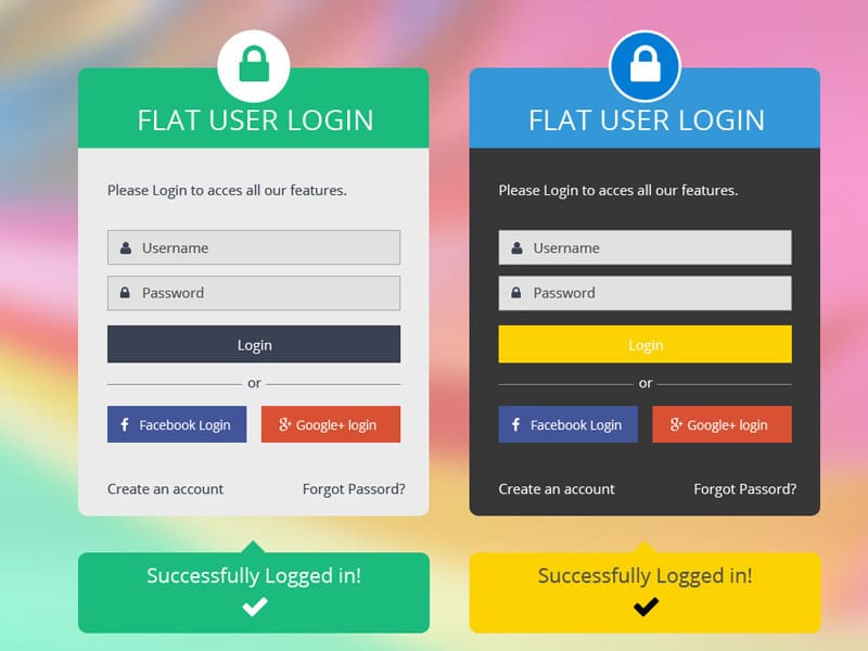 Flat Login Form PSD 