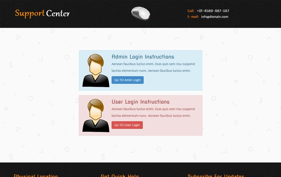 Free Support Center Admin Template