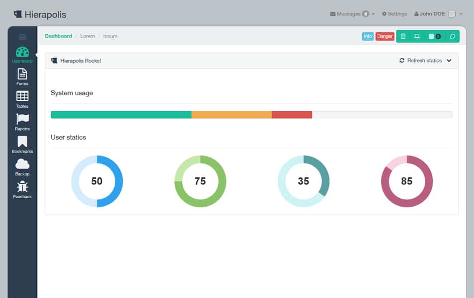 100+ Best Free Bootstrap Admin Templates 181 Hierapolis - Bootstrap 3 Flat Style Admin Theme