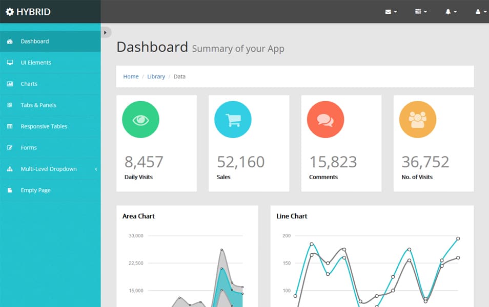 100+ Best Free Bootstrap Admin Templates 136 Hybrid Bootstrap Admin Template