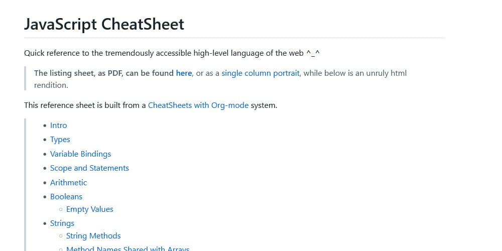 JavaScript CheatSheet