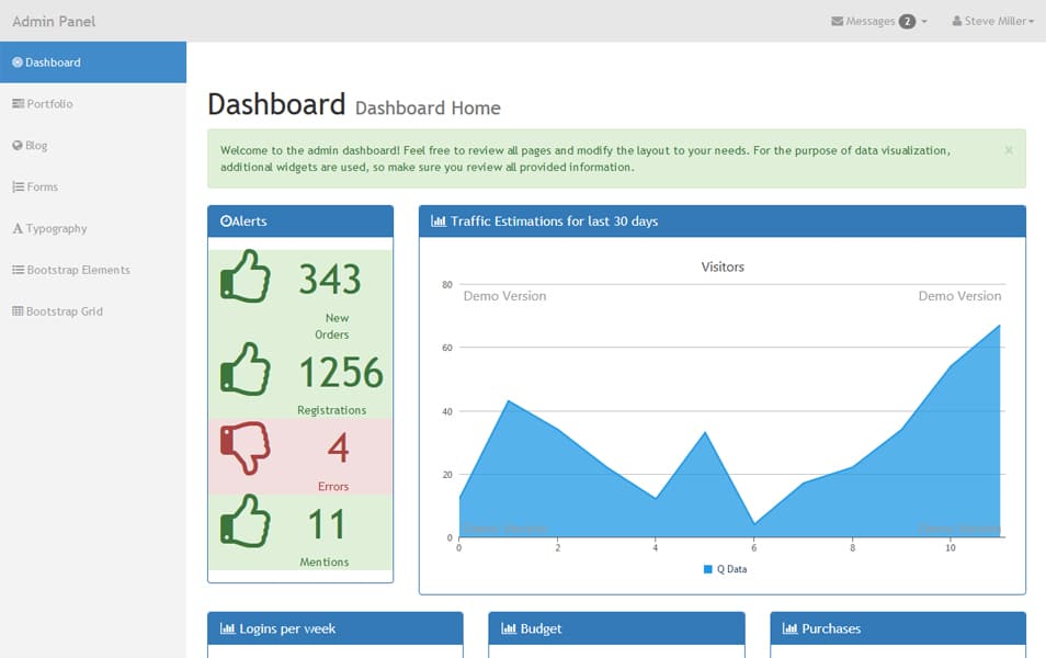 100+ Best Free Bootstrap Admin Templates 173 Light Way Admin Bootstrap Theme