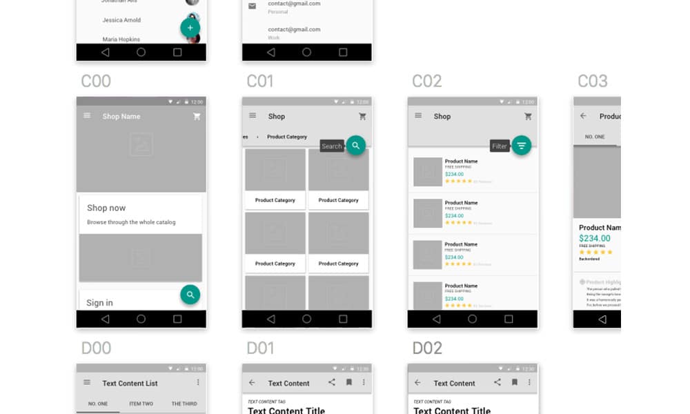 Material Design Wireframe Kit