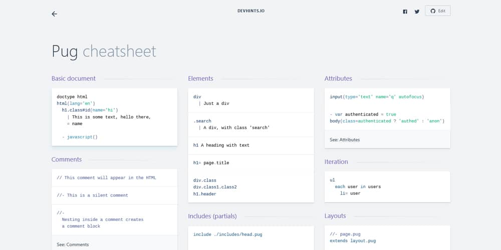 Pug cheatsheet