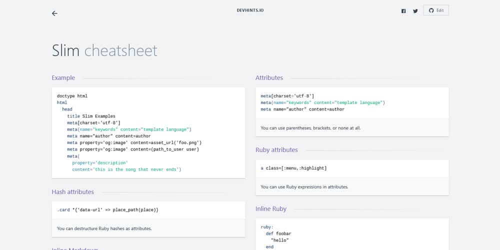 Slim cheatsheet