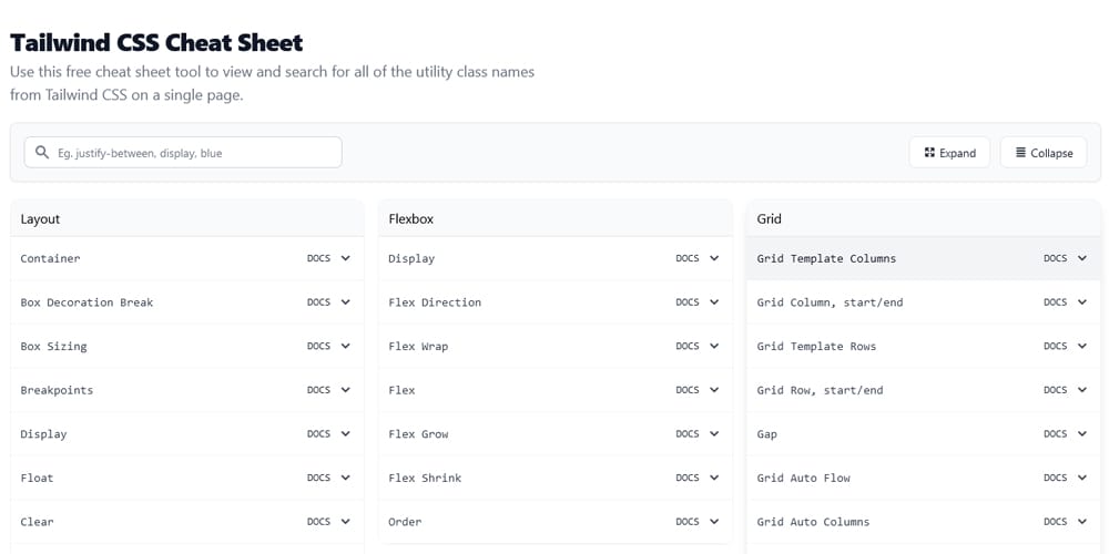 Tailwind CSS Cheat Sheet