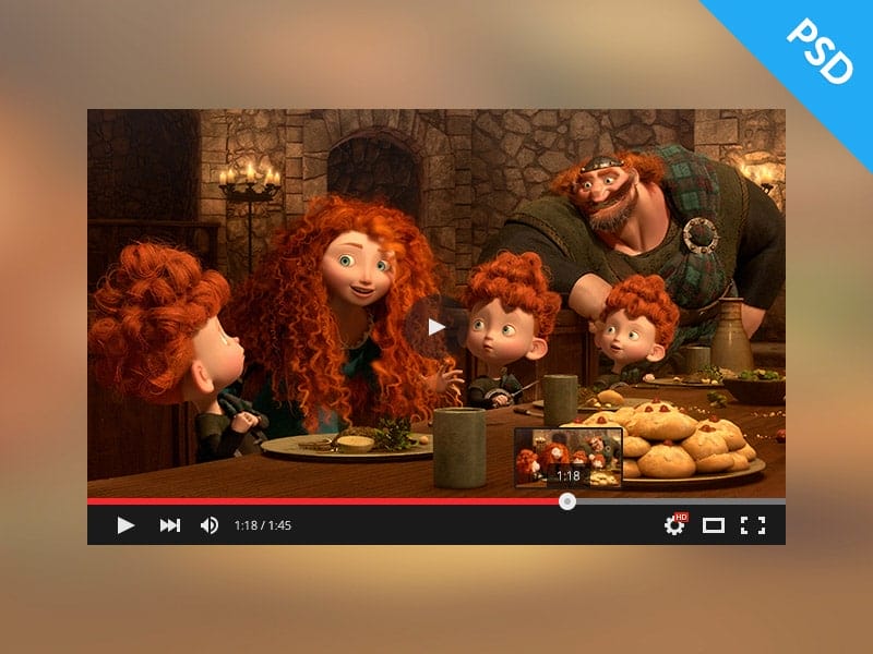 YouTube Video Player UI PSD