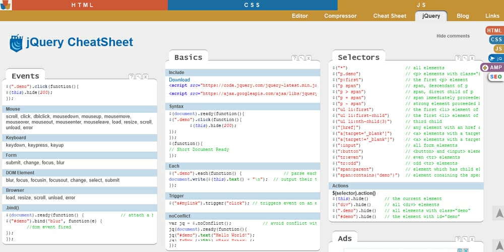 jQuery CheatSheet