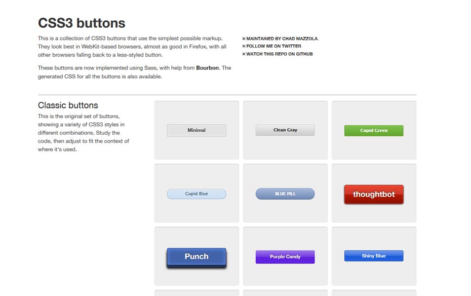 The Ultimate SASS Resources & Tools 71 CSS3 buttons