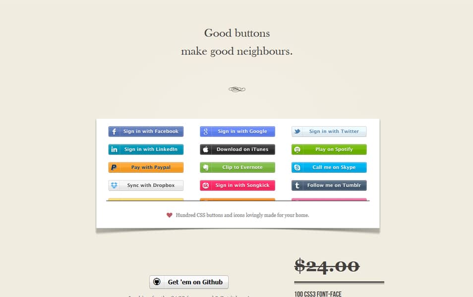 Zocial CSS social buttons