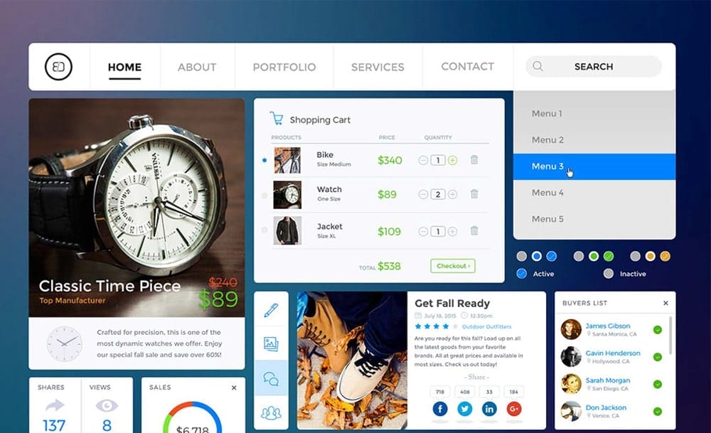 Latest Free Web Elements From September 2015 2 Free Shopping UI Kit PSD