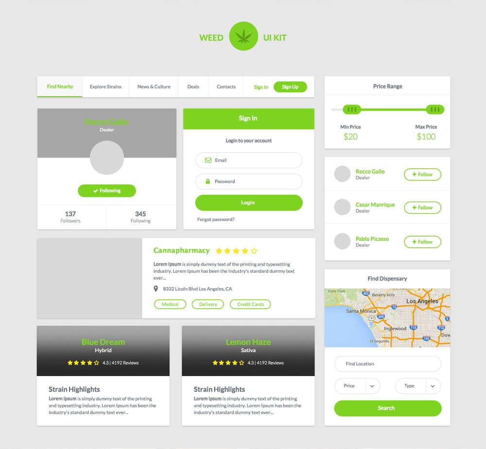 Latest Free Web Elements From September 2015 5 Weed Ui Kit
