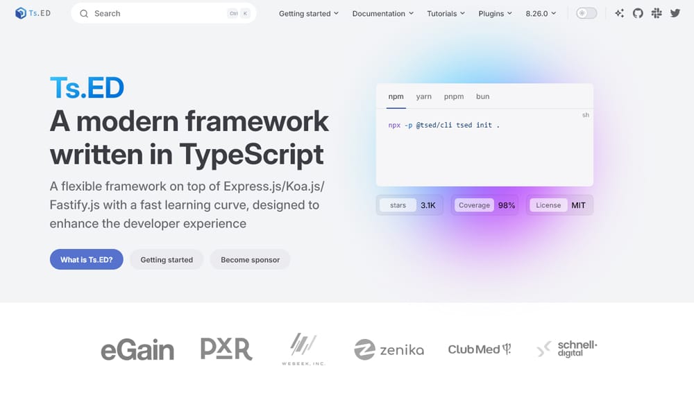 100+ Best Node.js Frameworks 17 Ts.ED