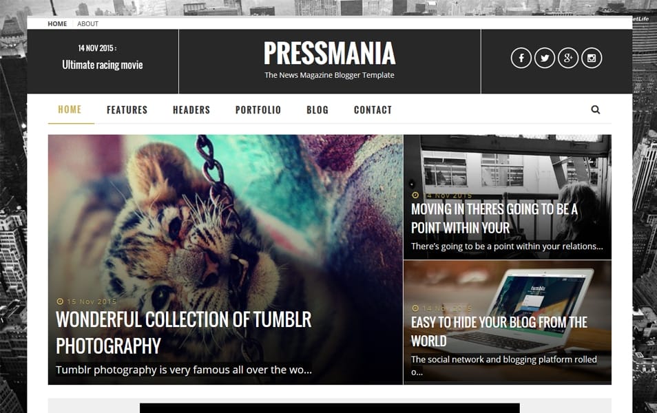 PressMania Responsive Blogger Template