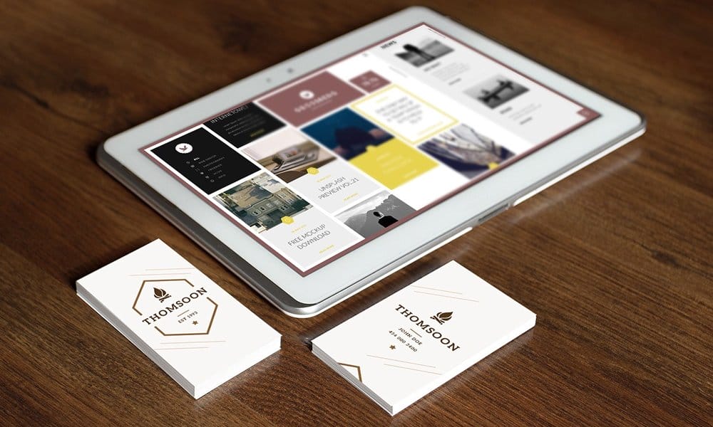 Free Resources For Designers From December 2015 22 Business Card Free mockup and Tablet