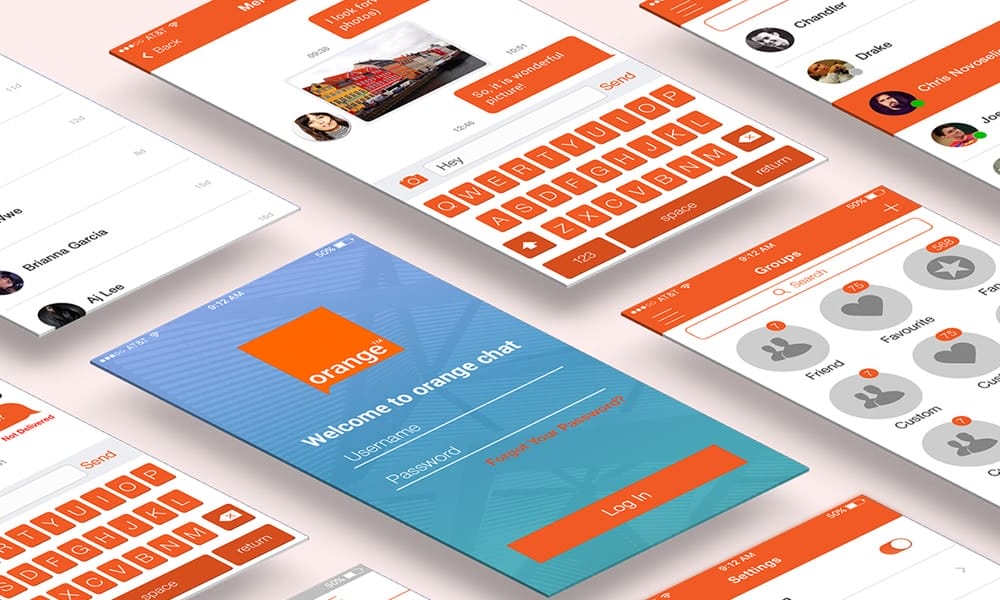 Free Resources For Designers From November 2015 8 Orange Chat Free Mobile UI Kit PSD