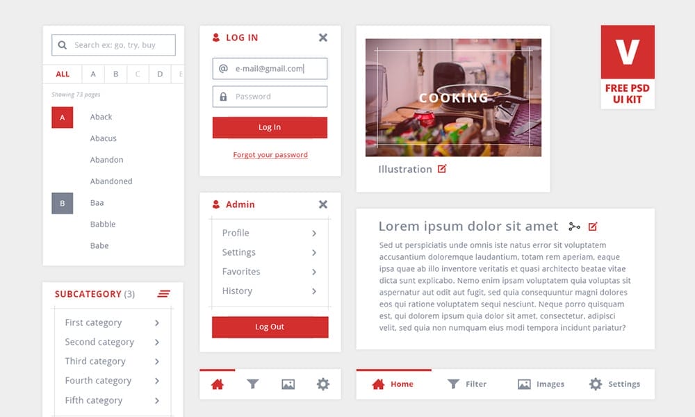 Free Resources For Designers From November 2015 5 V - Free UI Kit PSD
