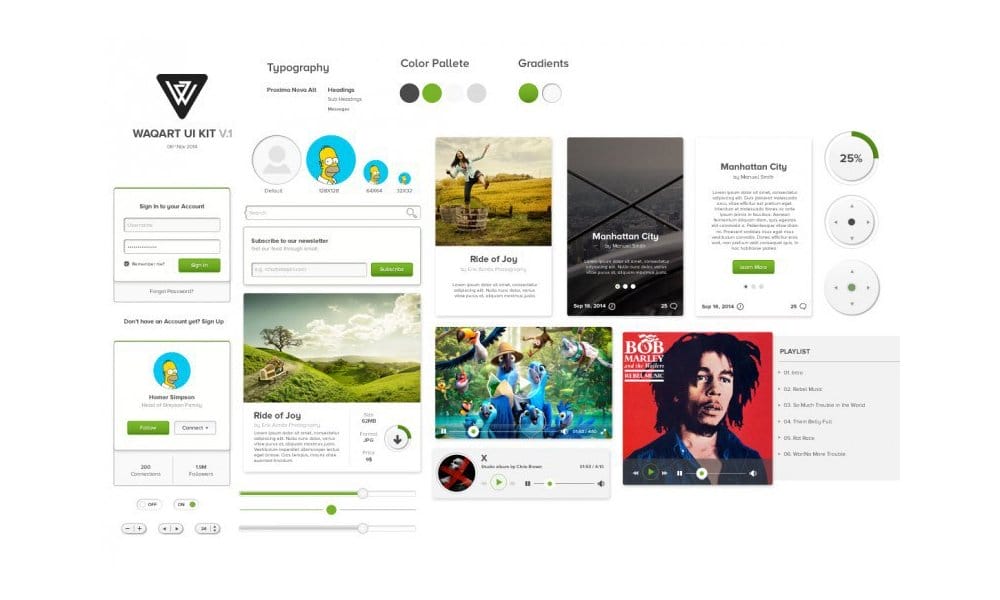 Free Resources For Designers From December 2015 8 Waqart UI Kit PSD