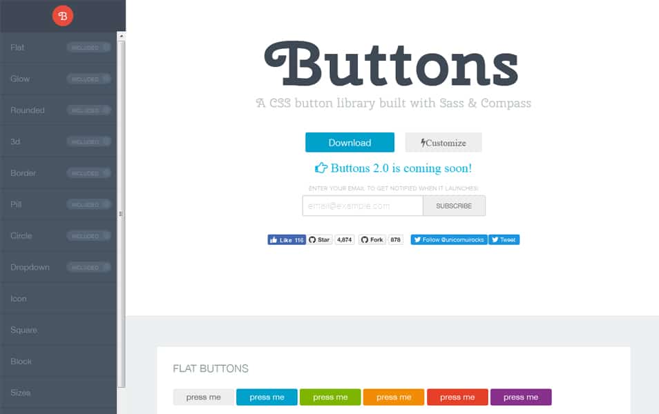 65+ SASS Mixins Library 8 Buttons