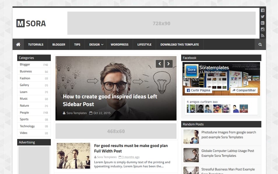 mSora Responsive Blogger Template