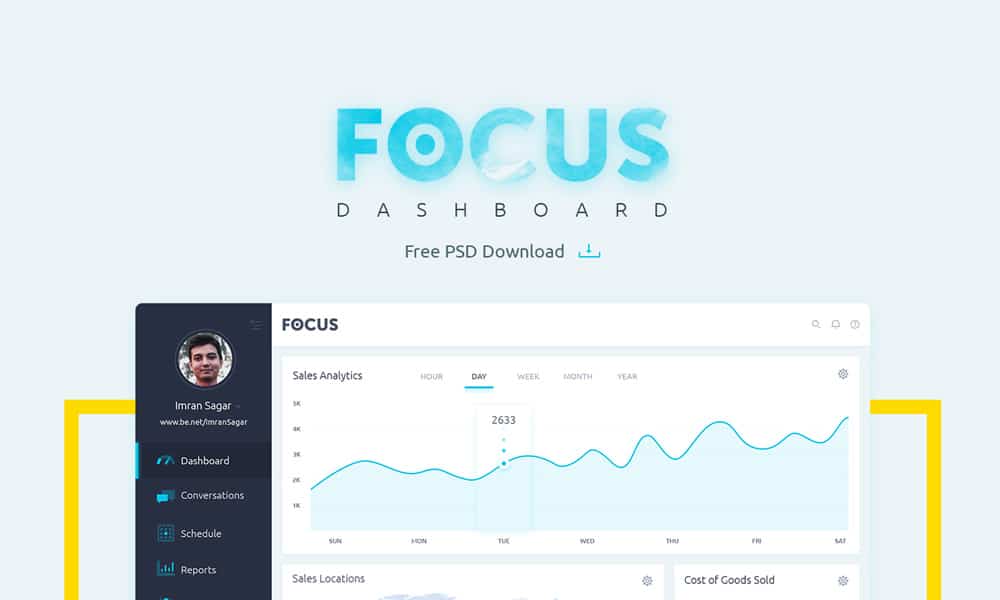 Free Resources For Designers From January 2016 17 Focus Dashboard UI PSD