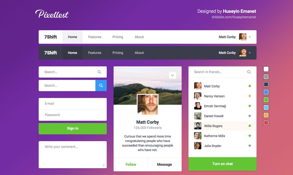 Free Resources For Designers From January 2016 1 Pearl UI Kit