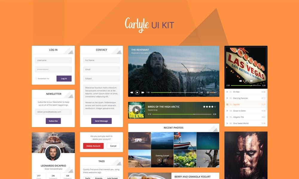 Free Resources For Designers From January 2016 2 carlyle ui kit psd