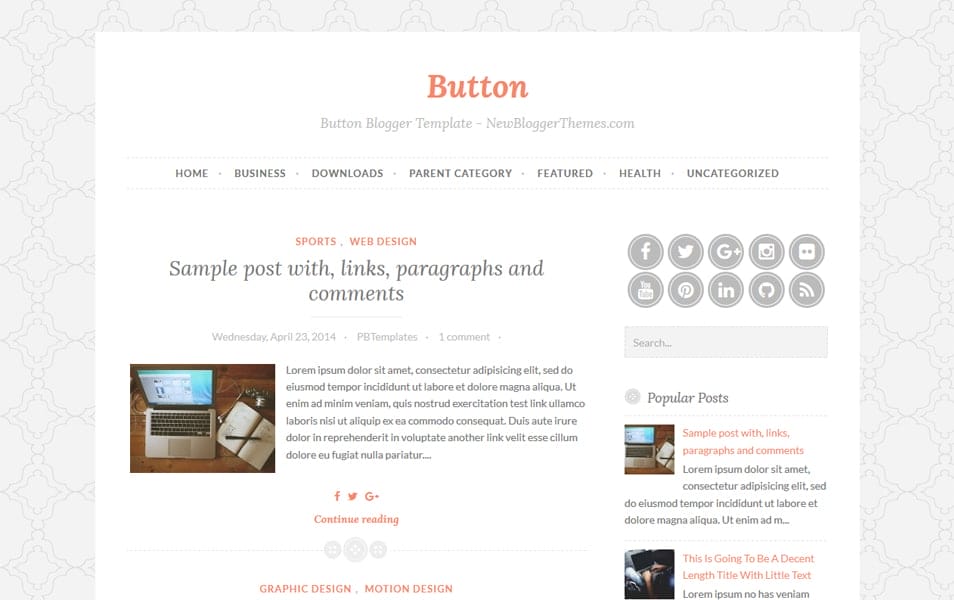 300+ Best Free Responsive Blogger Templates 2025 151 Button Responsive Blogger Template