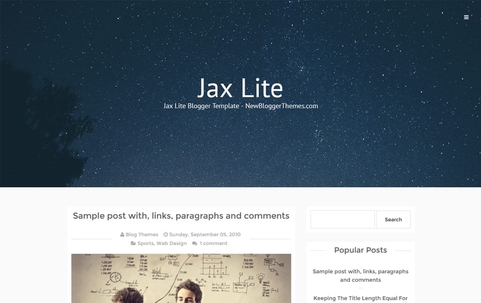 300+ Best Free Responsive Blogger Templates 2025 260 Jax Lite Responsive Blogger Template