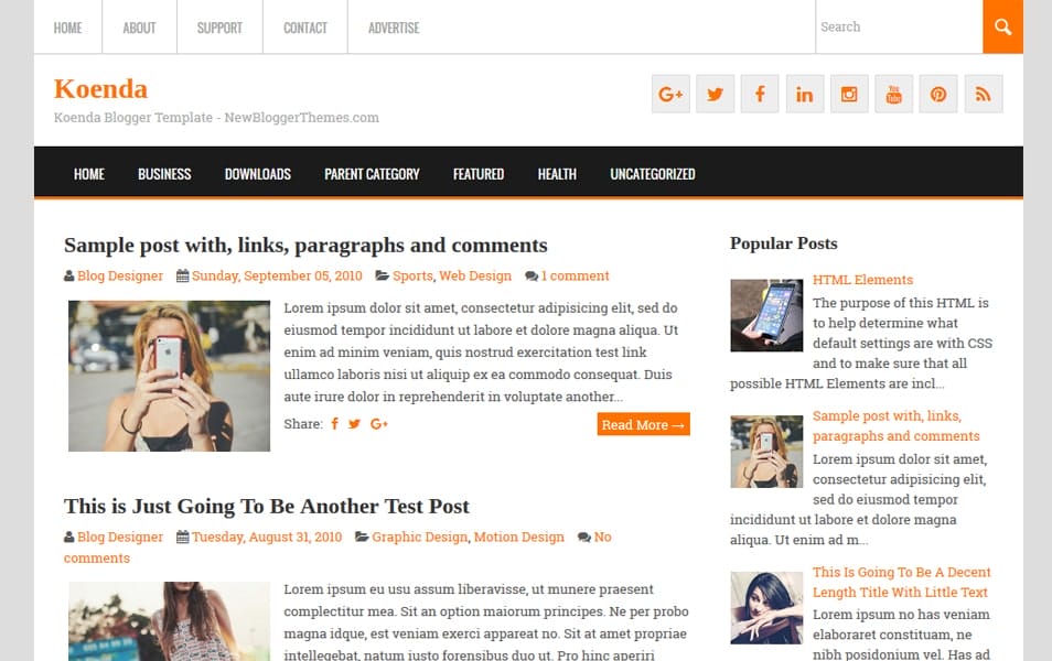 Koenda Responsive Blogger Template