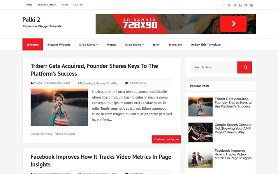 300+ Best Free Responsive Blogger Templates 2025 257 Palki 2 Responsive Blogger Template