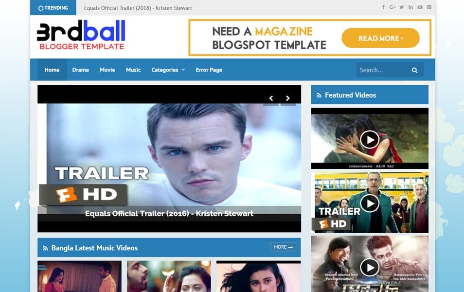 300+ Best Free Responsive Blogger Templates 2025 419 3rdball Responsive Video Blogger Template